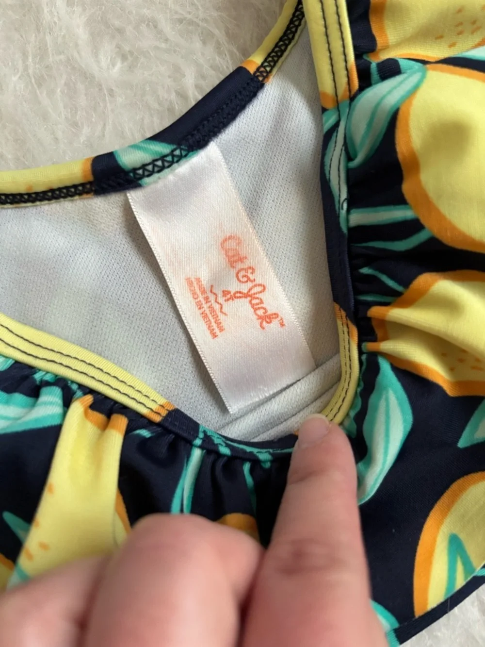 Cat & Jack Pool Ready Navy and Yellow Lemon Ruffle Two-Piece Toddler Bikini